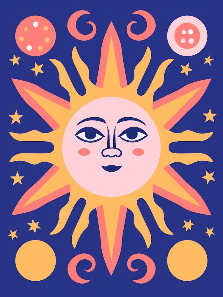 Pastel Colourful Sun Face