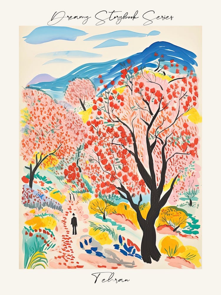 Poster Of Tehran, Dreamy Storybook Illustration 1