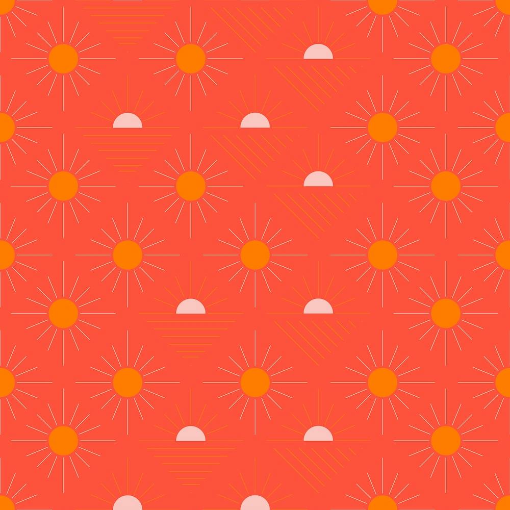 Geometric Pattern With Light Pink And Orange Sunshine On Vibrant Red Square