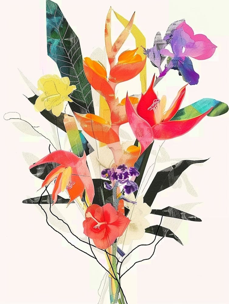Heliconia 2 Collage Flower Bouquet