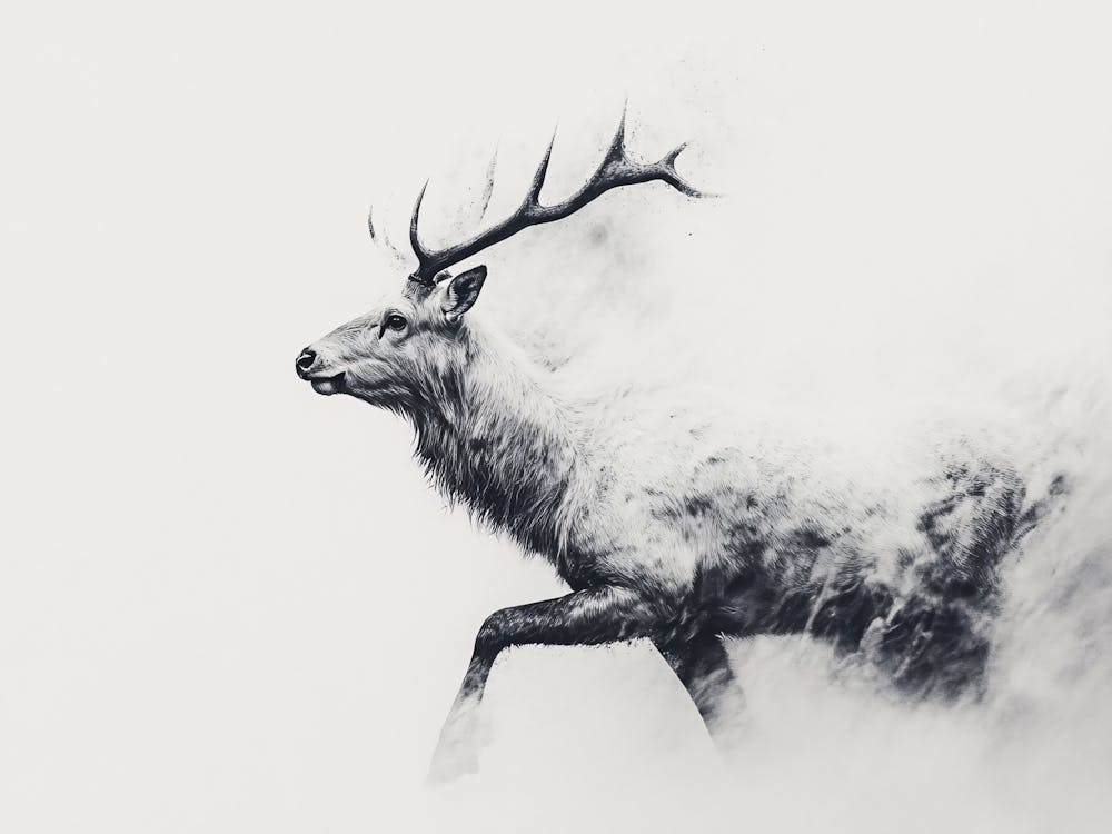 Stag Black and White Hunting
