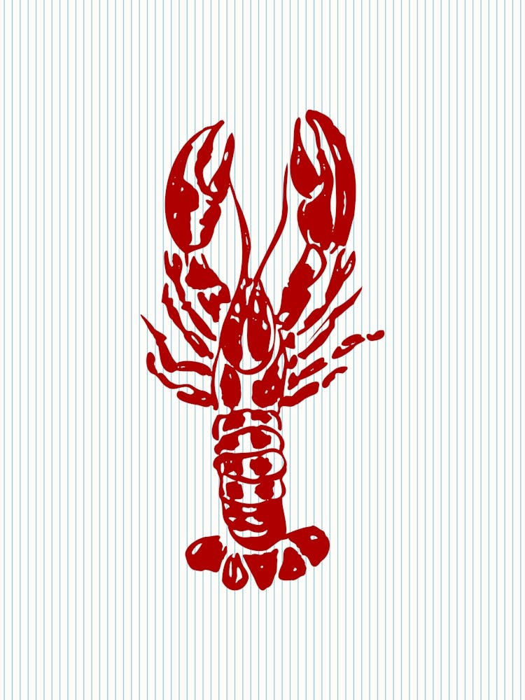 Lobster Striped Kitchen Poster