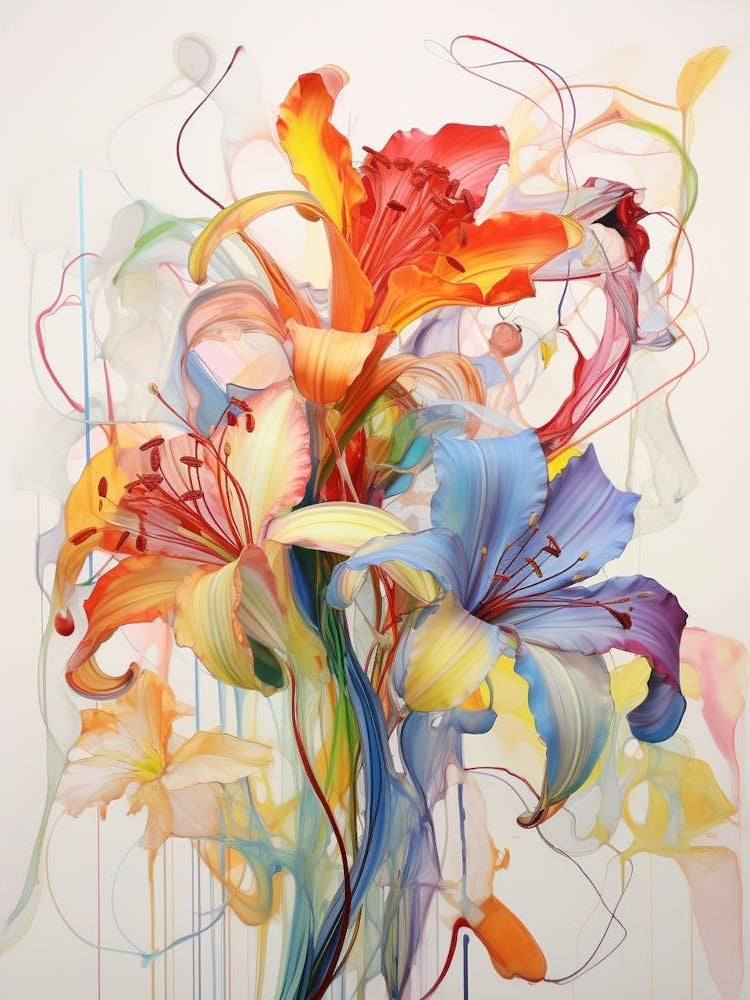 Abstract Flower Painting Gloriosa Lily 3