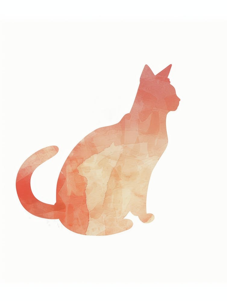 Chat Orange Impression Aquarelle