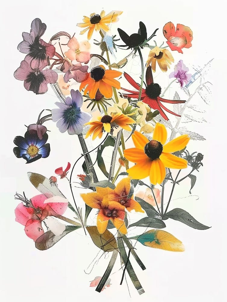Black Eyed Susan  Collage Flower Bouquet