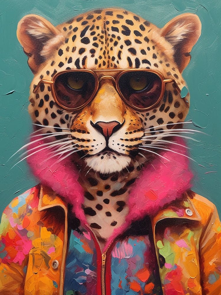 Painting Leopard Wearing Sunglas