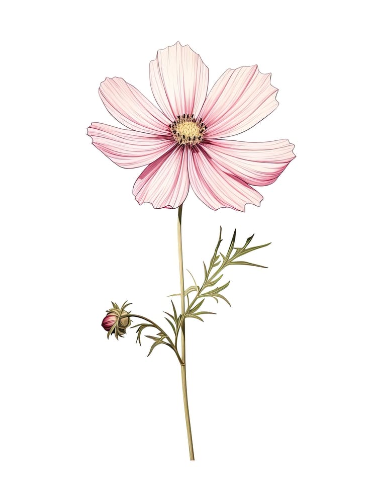 Cosmos Flower Vintage Botanical 1