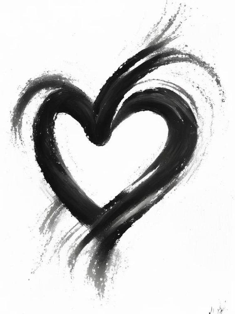 Symbole Cœur Infini 1 Peinture Noir et Blanc