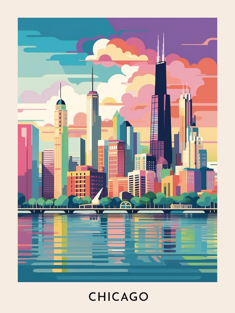 Chicago Colourful Travel Poster 11