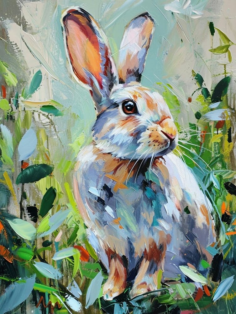 English Silver Rabbit Painting 3