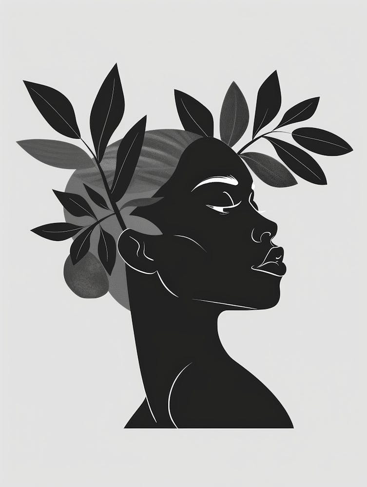 African Woman With Leaves In Her Hair