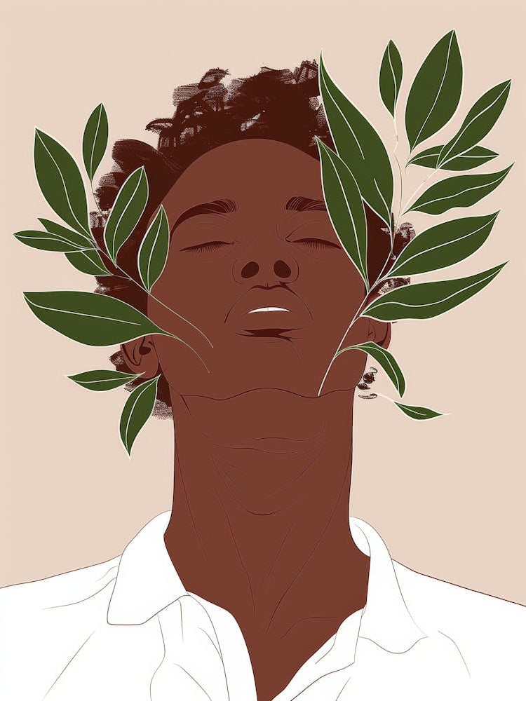Man With Leaves On His Head