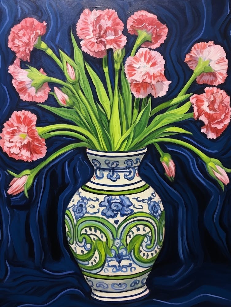 Flowers In A Vase Still Life Painting Carnation Dianthus 4