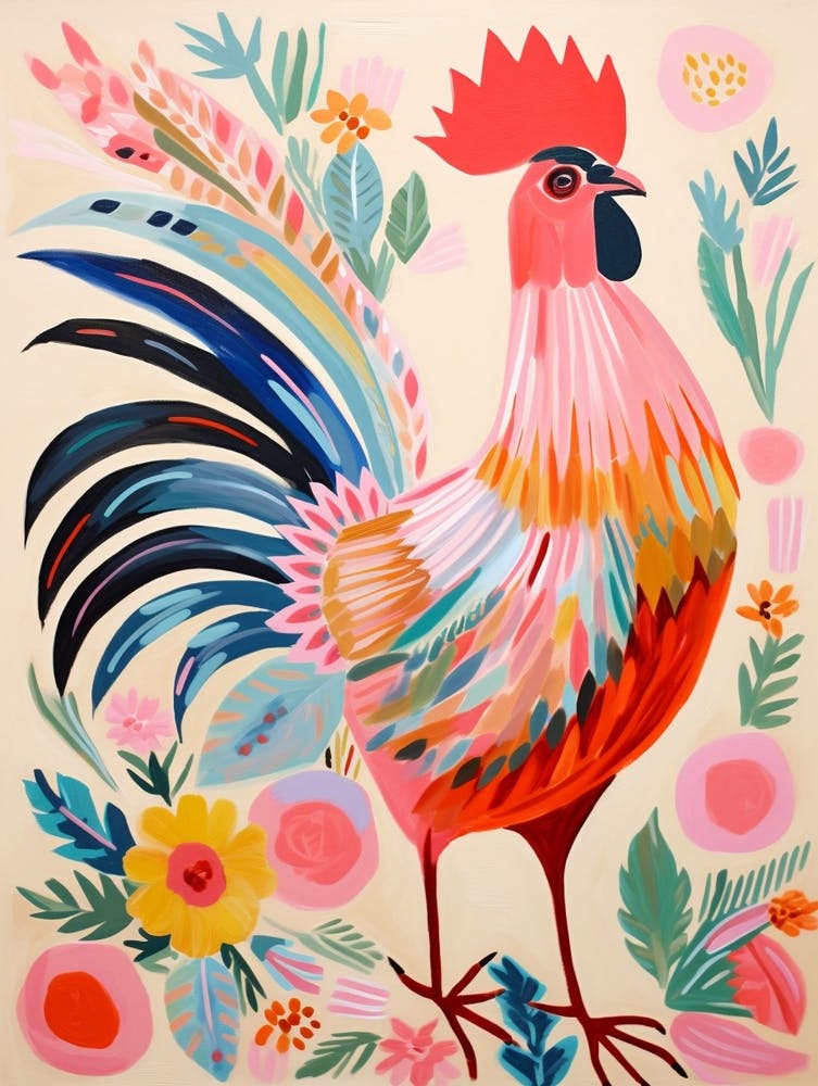 Pink Scandi Rooster 2