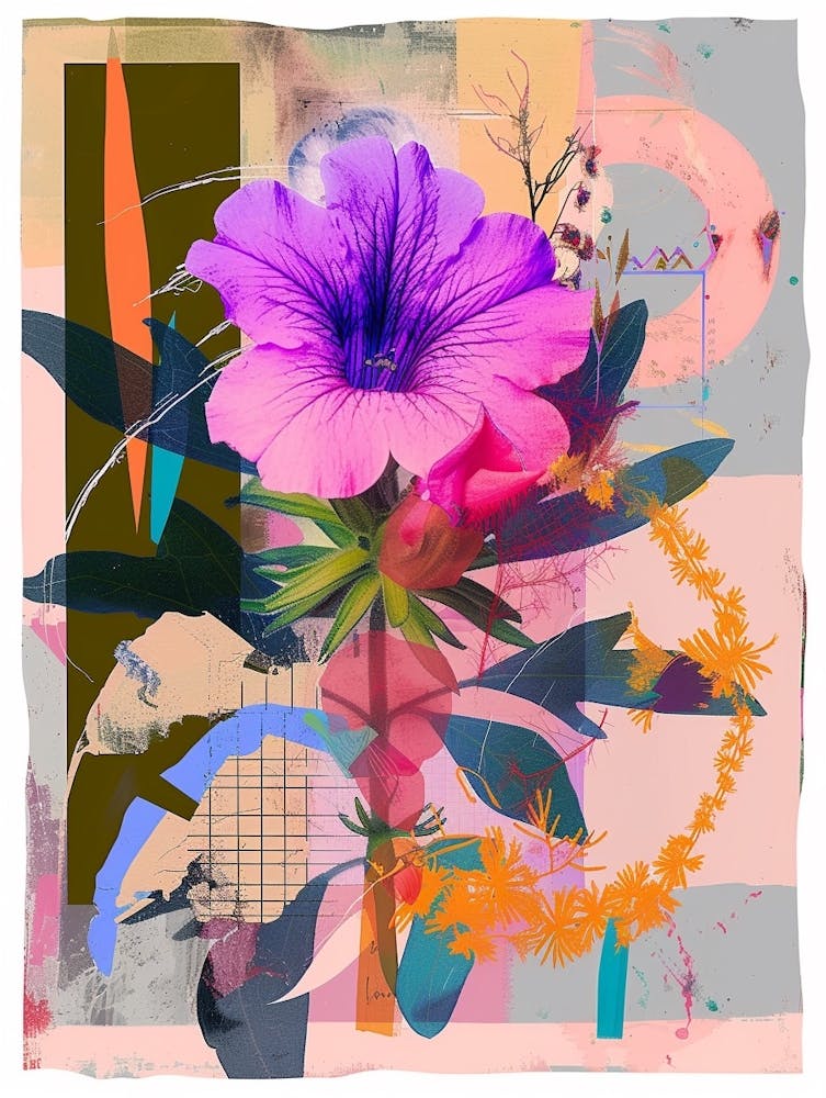 Petunia 4 Neon Flower Collage