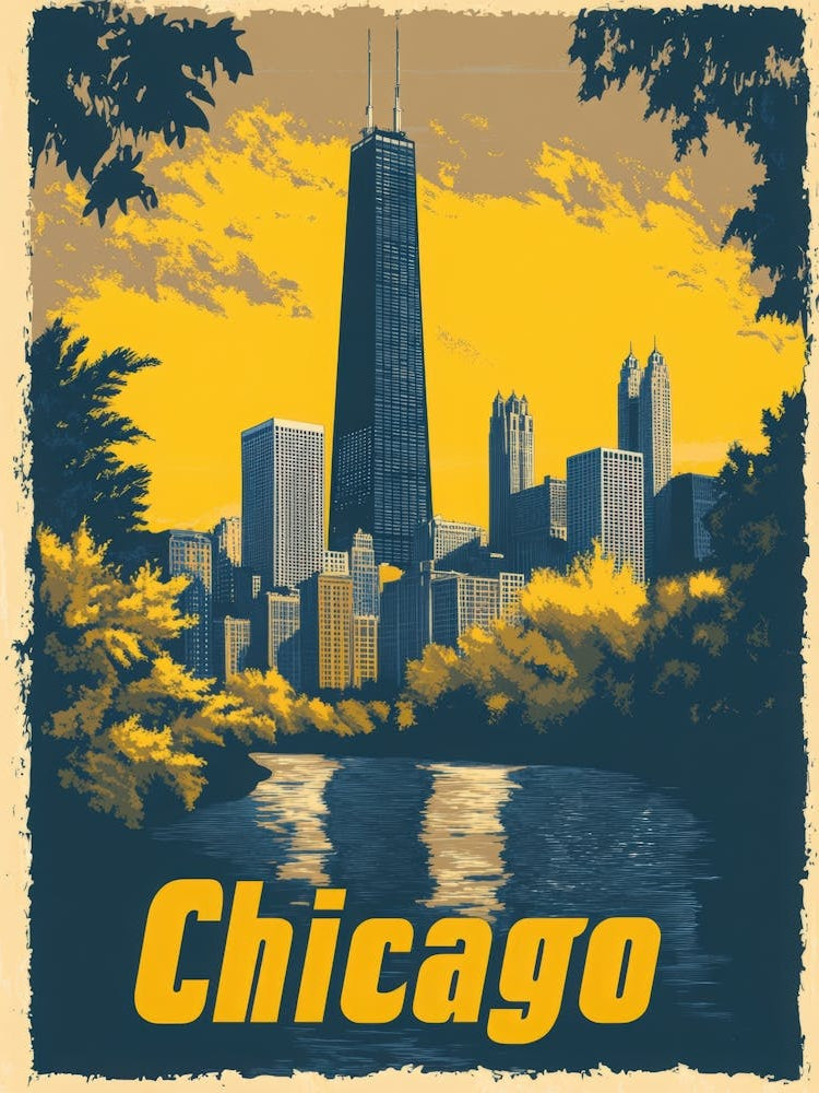 Aihrgdesign A Vintage Travel Poster Of Chicago Featuring The 5