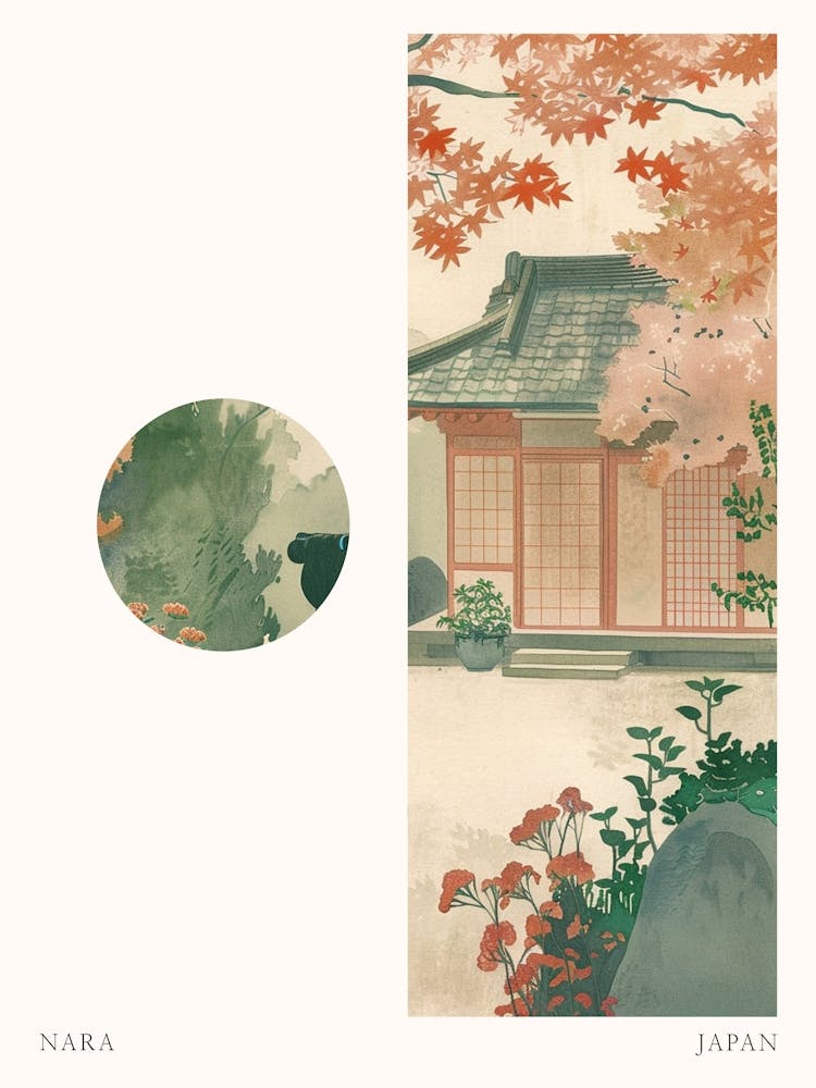 Nara Japan 5 Cut Out Travel Poster