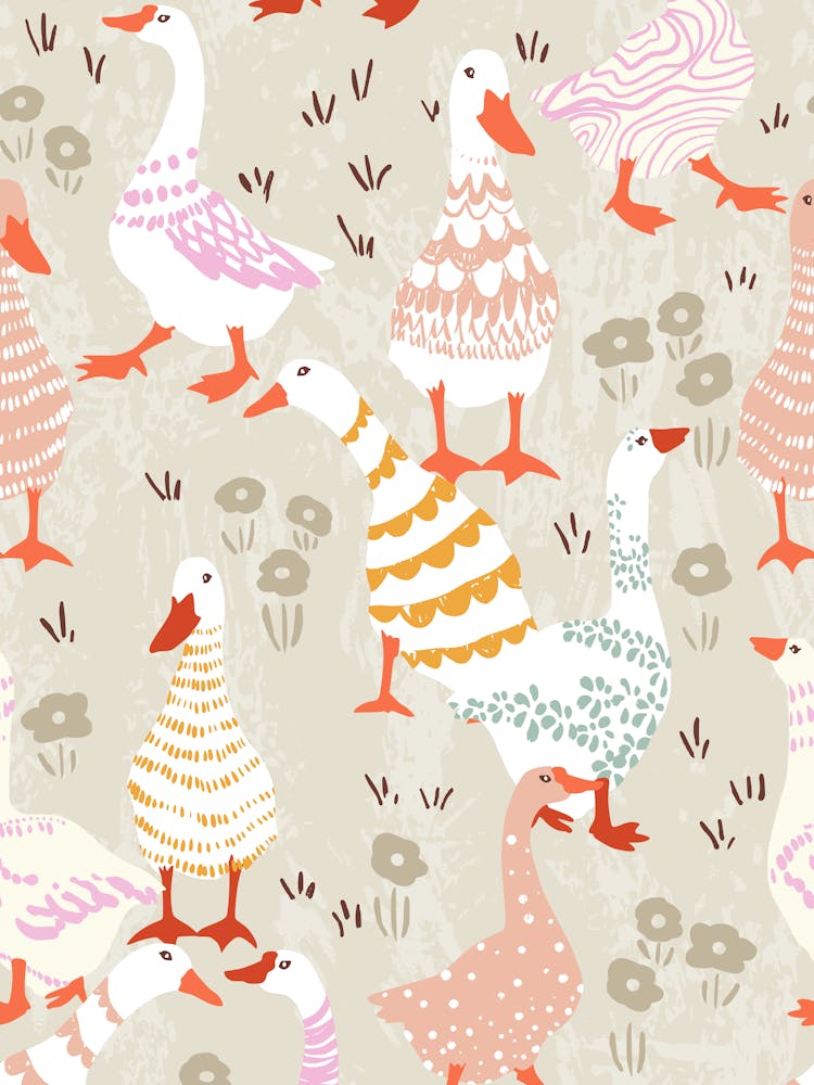 geese cute patterned farm animals