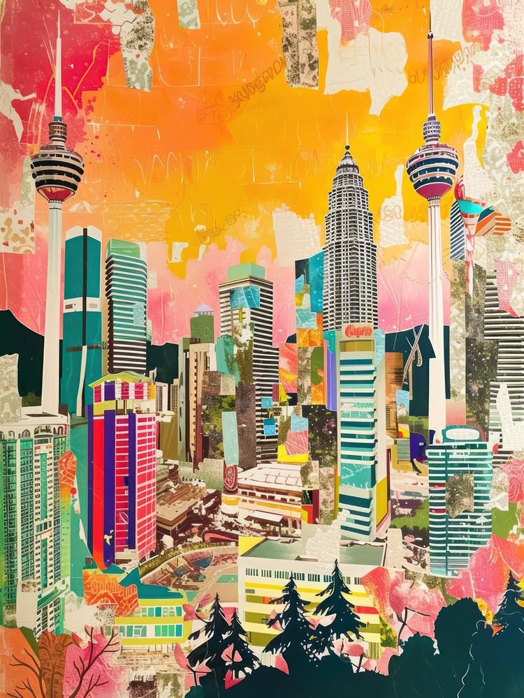 Kuala Lumpur   Retro Collage Style 1