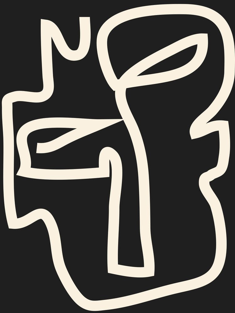 Abstract Line Art Face In Black And White