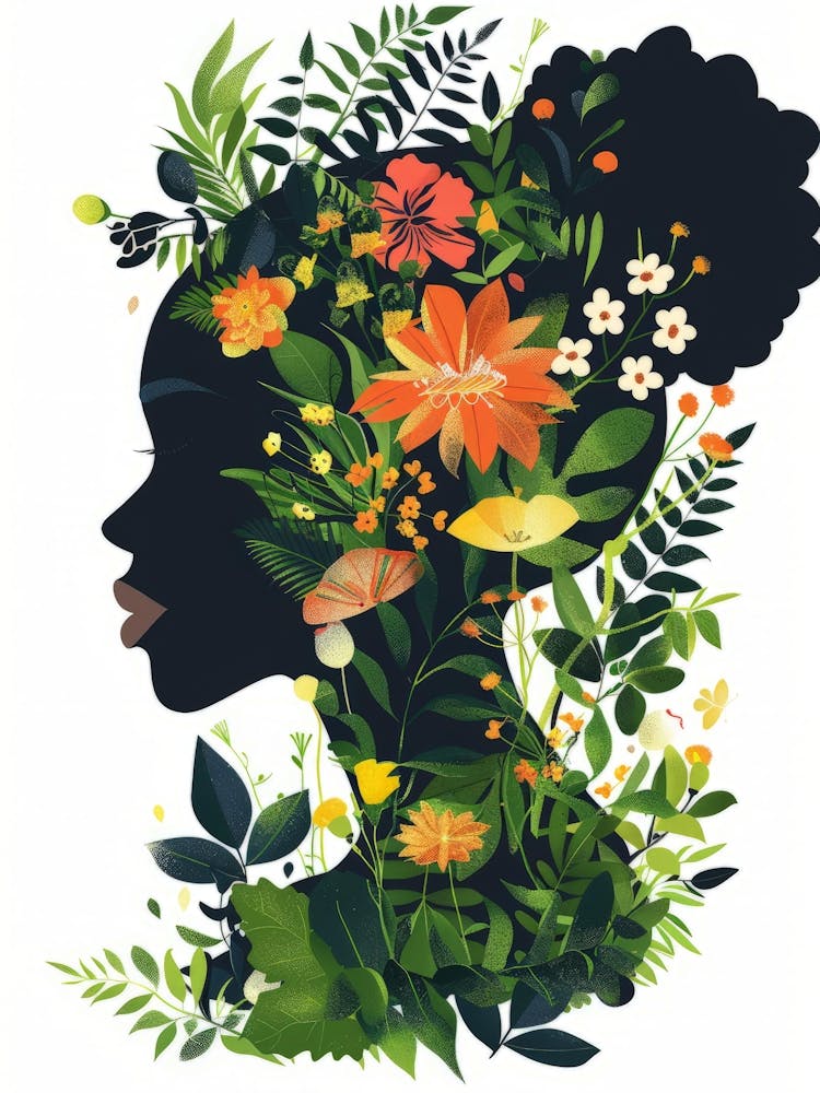 Portrait Of A Woman With Flowers 7