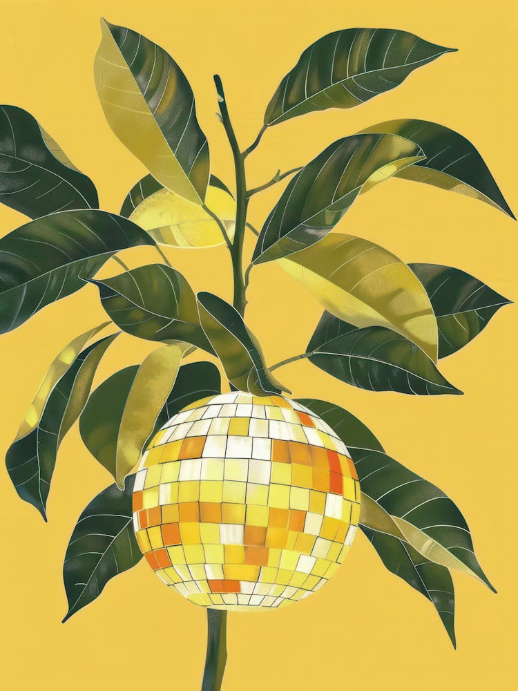 Disco Ball Lemon Tree Mosaic Painting Kitchen