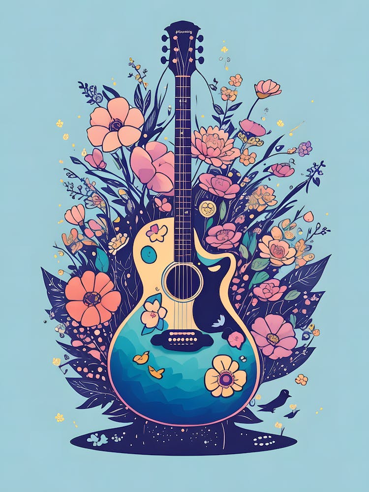 Guitar with flowers