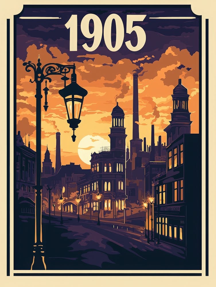 Aihrgdesign A Nostalgic Poster Of A 1905 City Skyline At Dusk 579b7064 889a 4039 A0f2 6a74205836dc 2