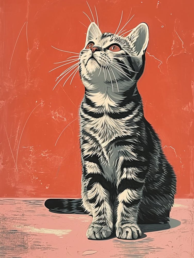 American Shorthair Cat Relief Illustration 1