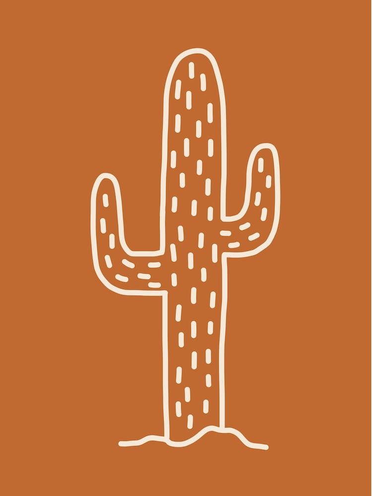 Autumn Cactus Burnt Orange Abstract