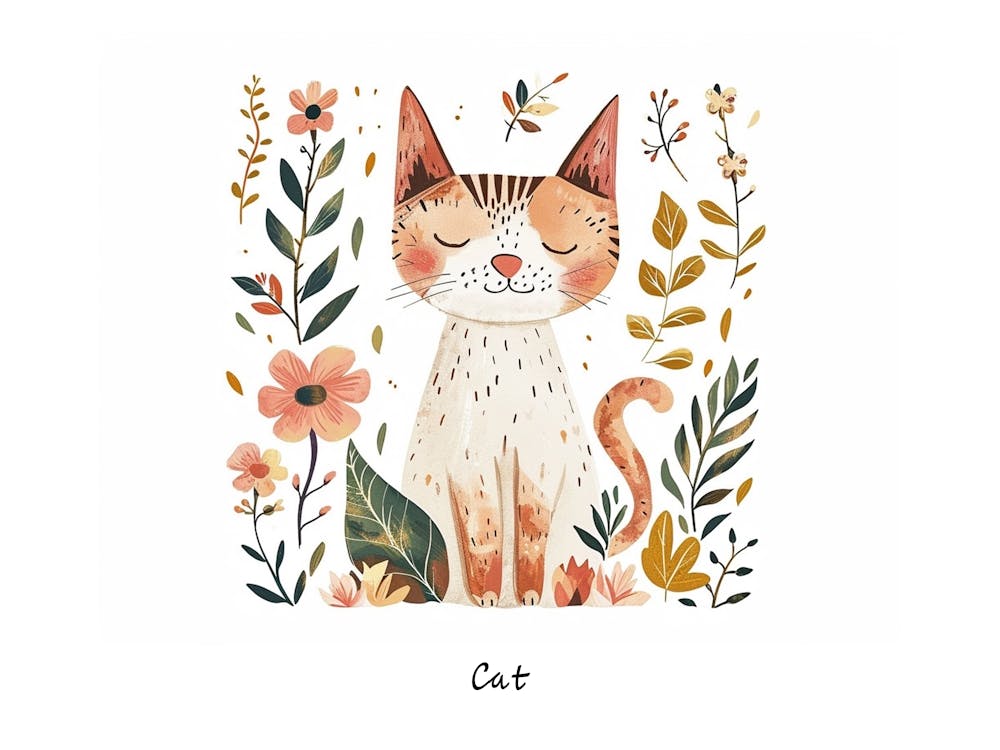 Little Floral Cat 5 Poster