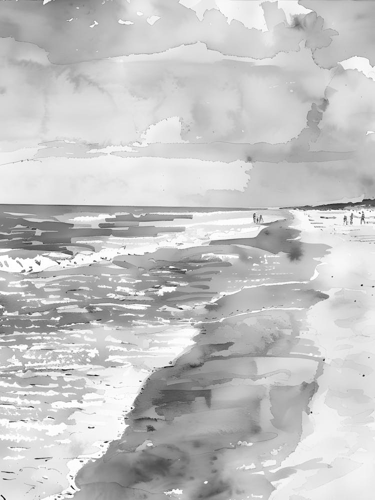 Schwarz-Weiß Strand Gemälde