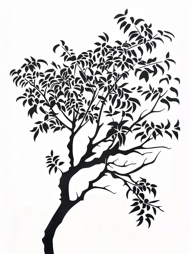 Peach Tree Simple Geometric Nature Stencil 3