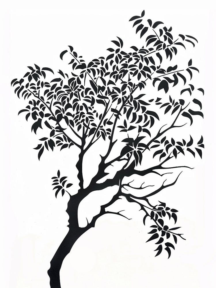Peach Tree Simple Geometric Nature Stencil 3