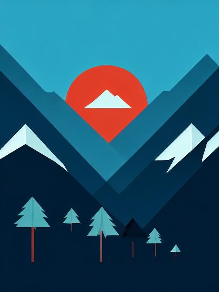 Panorama, Canada Modern Illustration Skiing Poster