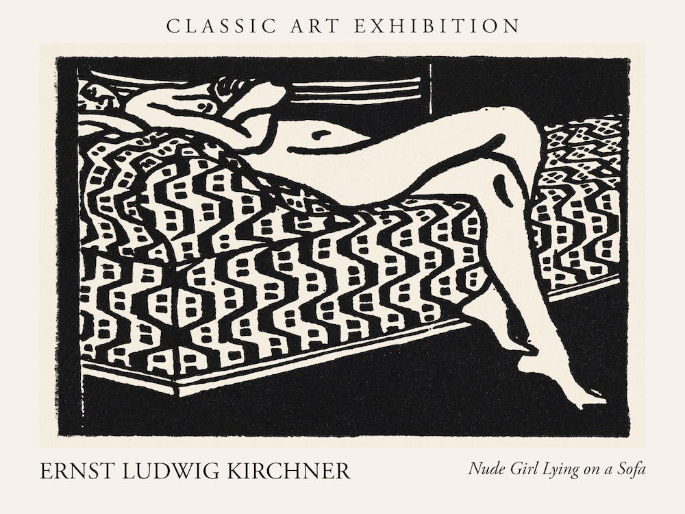 Nude Girl Lying On A Sofa, Ernst Ludwig Kirchner Poster