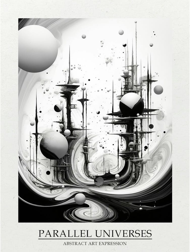 Paralleluniversen Abstrakt Schwarz Und Weiß 14 Poster