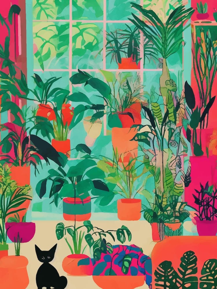Black Cat In Pots