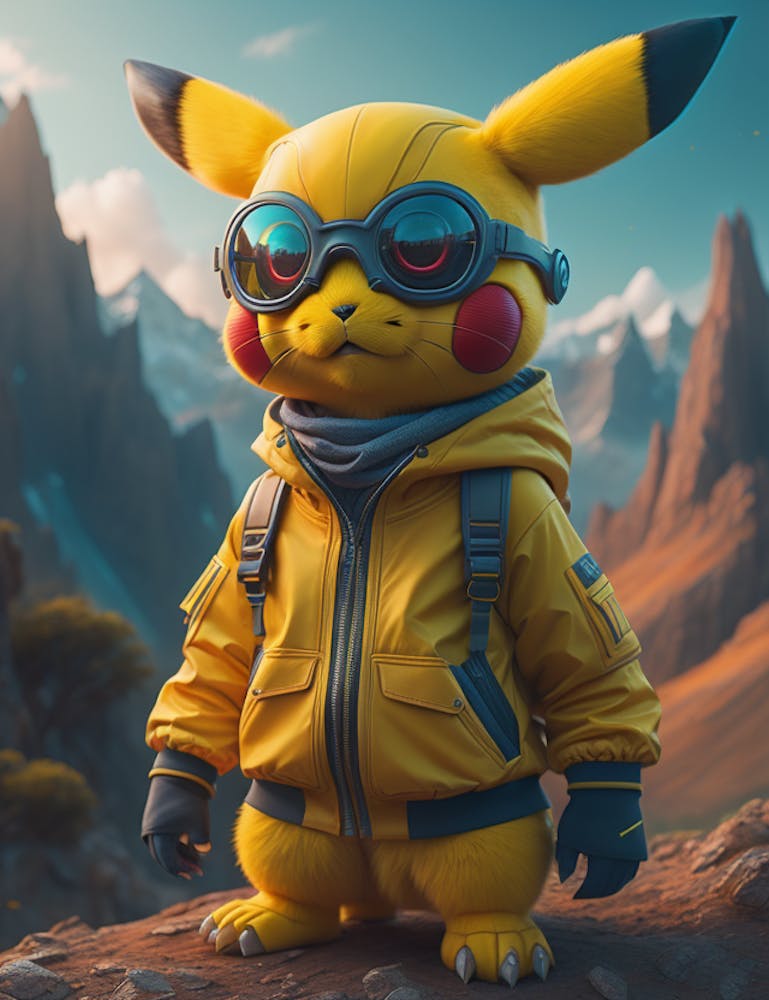 Pokemon Pikachu on a Mountain