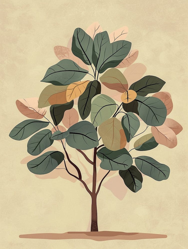 Chestnut Tree Minimal Japandi Illustration 2