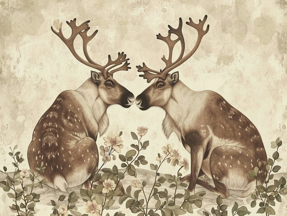 Floral Animal Illustration Caribou 4