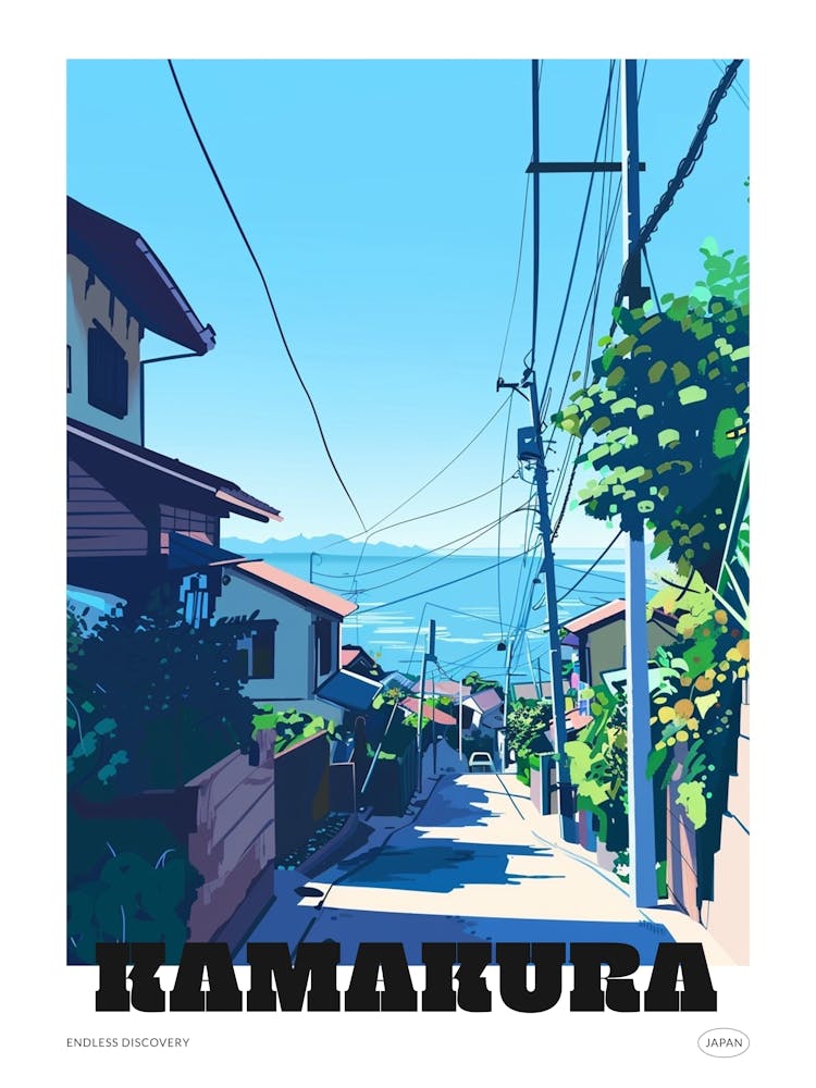 Kamakura Japan 2 Farbenfrohes Reiseposter