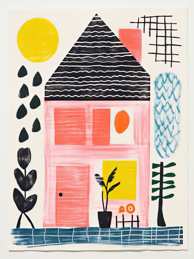 A House In Cape Cod, Abstract Risograph Style 2