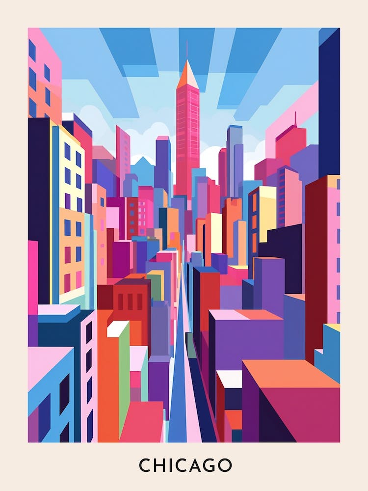 Chicago Colourful Travel Poster 4
