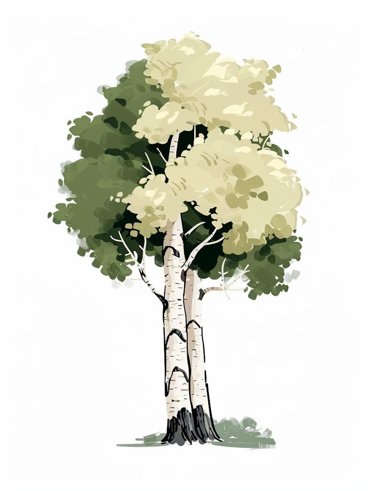 Birch Tree Pixel Illustration 1
