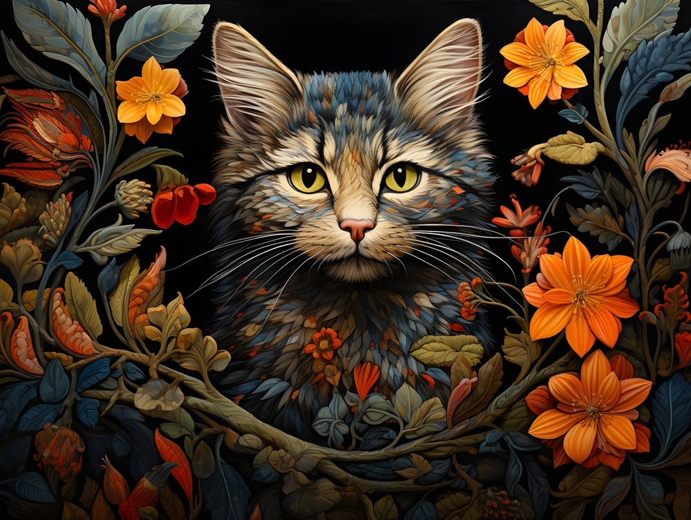 Contemporary Floral Cat 6