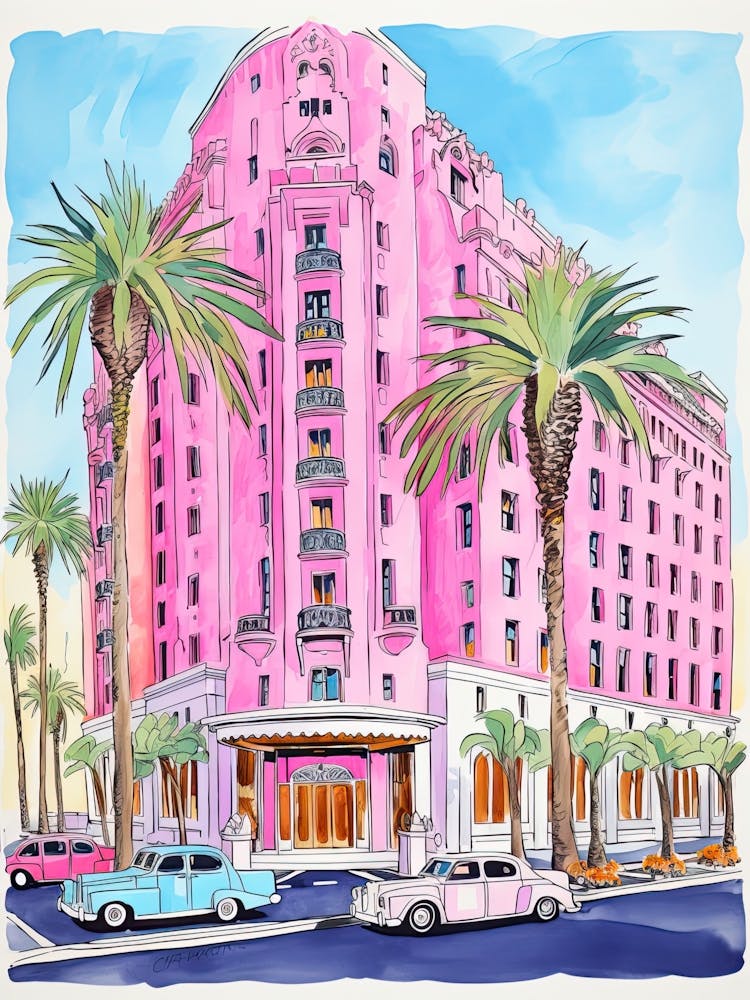 Le Beverly Wilshire Beverly Hills Beverly Hills, Californie Illustration de Conte de Fées de Station Balnéaire 4