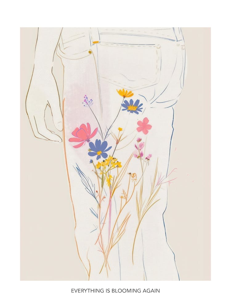 Everything Is Blooming Again Poster Jean Line Art Flowers 2