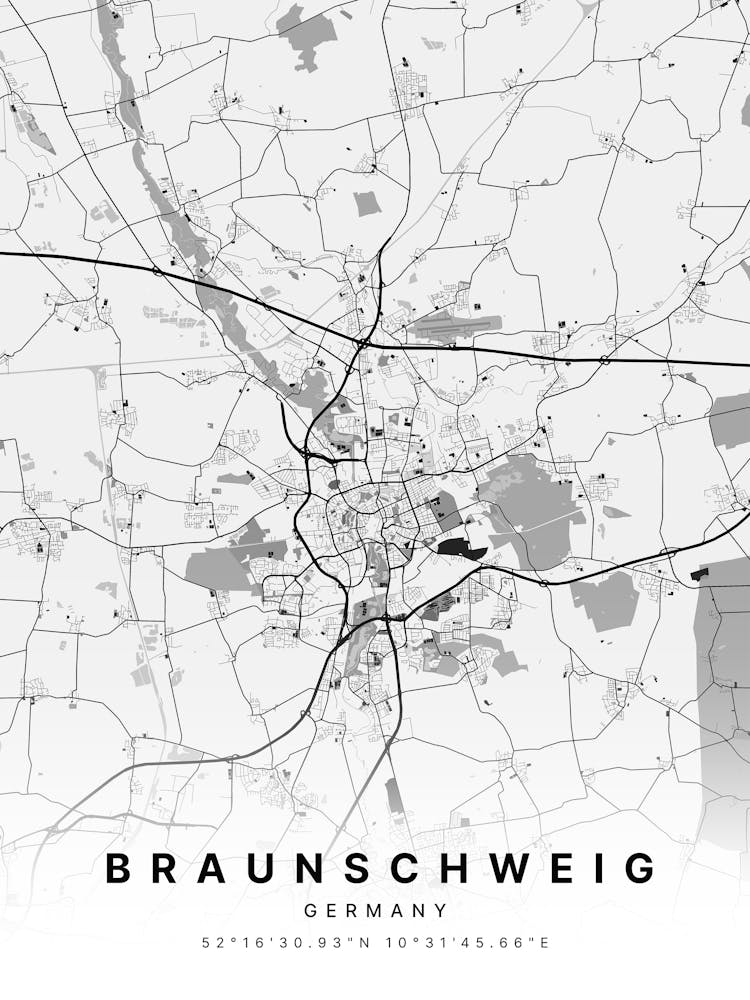 Braunschweig Germany White Map 1