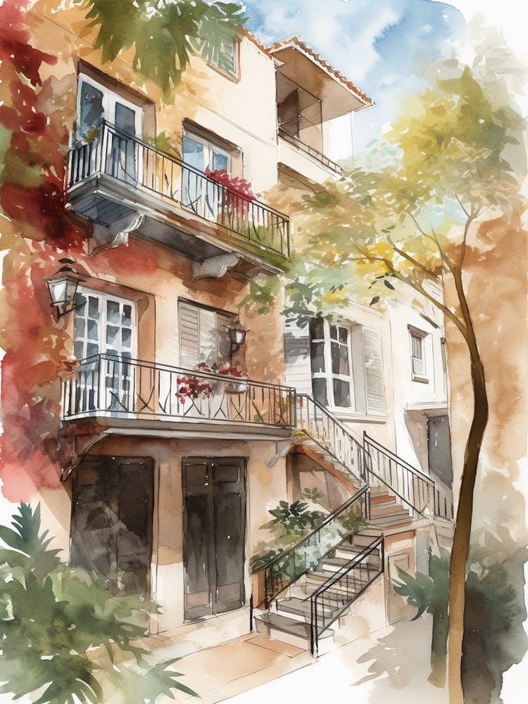 La Barceloneta Neighborhood, Watercolour 2